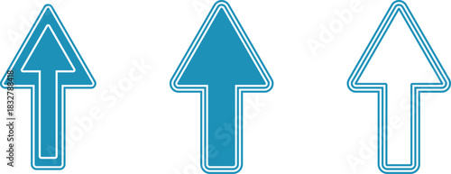 Upward arrows, streamlined arrows with thin lines, business arrows