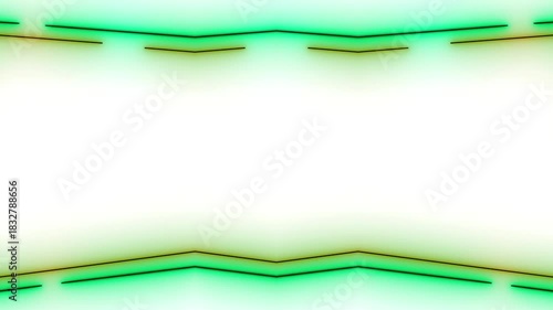 Abstract Green and Orange Neon Lines on White Background