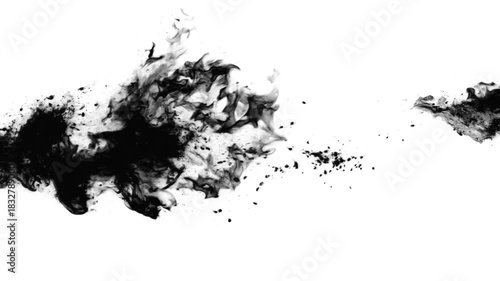 Abstract Ink Splatters on White Background