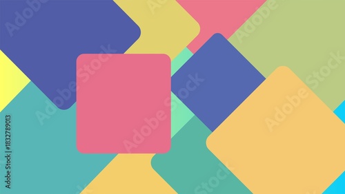 Colorful llustration with an empty yellow square sticky note reminder card design concept