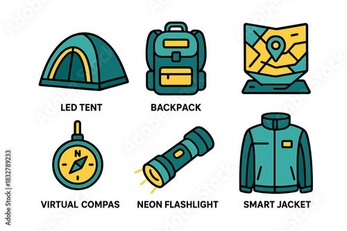 Explore outdoor adventure gear including a led tent, smart jacket, and backpack for camping trips and hikes