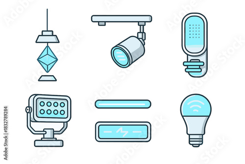 Collection of modern lighting designs featuring various types of lamps and fixtures suitable for contemporary interiors
