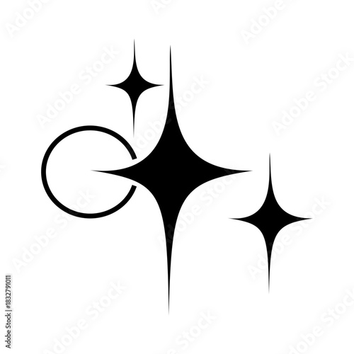 Doodle sparkle star, winkling stars. Shine icon, Clean star icon. isolated on white background. vector illustration