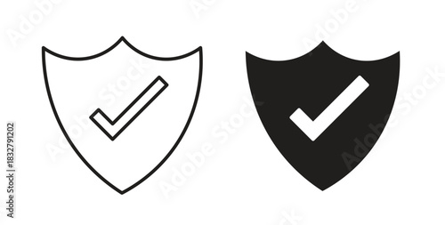 Shield check icon. filled flat sign for mobile concept and web design