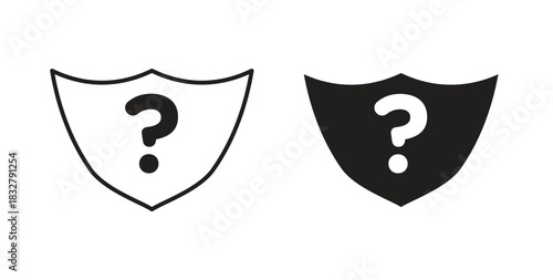 Shield interrogation icon. filled flat sign for mobile concept and web design
