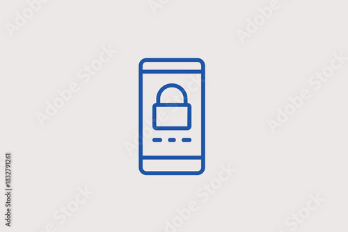 mobile data protection illustration in line style design. Vector illustration.	