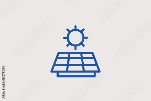 solar energy illustration in line style design. Vector illustration.	
