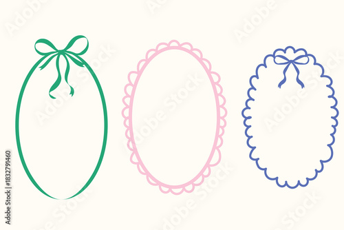 Soft pastel oval label coquette frames