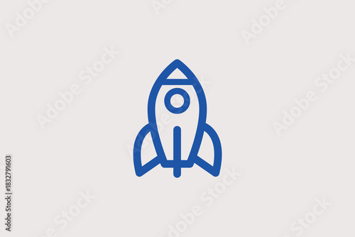 rocket illustration in line style design. Vector illustration.	