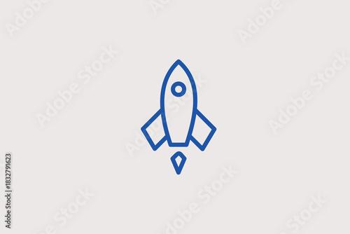 rocket illustration in line style design. Vector illustration.	