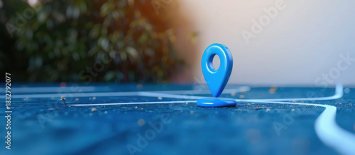 Navigating the Journey: A vibrant blue location pin stands proudly on a map, charting a course toward an exciting destination, symbolizing travel, exploration, and the thrill of discovery.