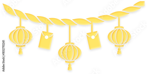 Fototapeta Yellow soft 3d lantern garland swag decoration