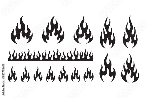 Tribal fire symbol collection for automotive design, decals, and creative assets