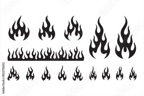 Bold flame icon illustration set for decals, branding, and high-impact graphics