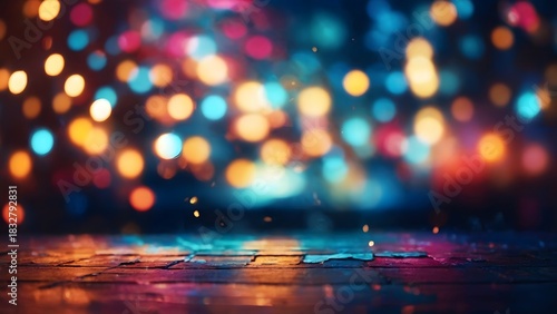 Colorful Lights Create a Vibrant Atmosphere in a Lively Urban Setting at Night