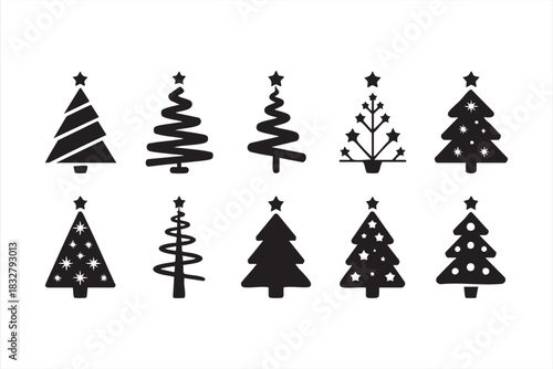 Bold holiday tree icons for winter campaigns and Christmas-themed visuals