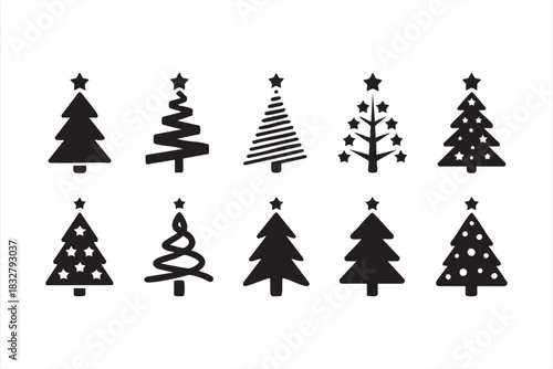 Christmas tree silhouette graphics for festive branding and seasonal marketing