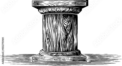 Intricately engraved wooden column - vintage decorative design for historical themes