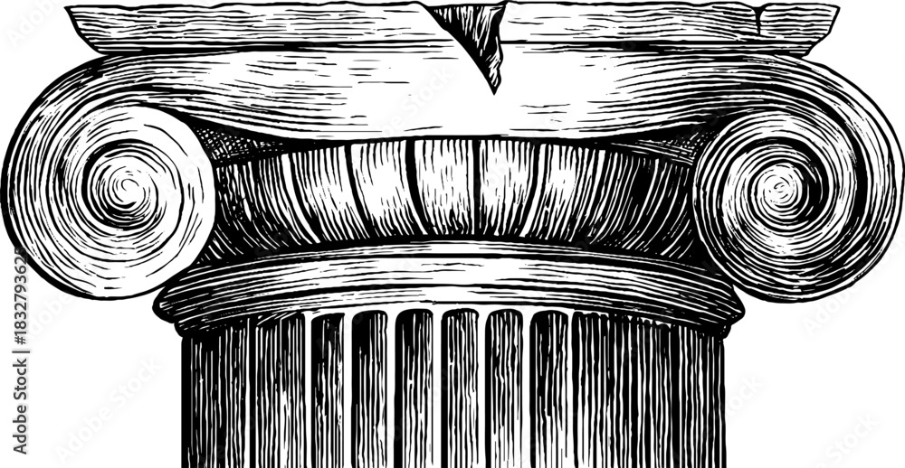 Fototapeta premium Classical circular column engraving - decorative architecture design for vintage projects