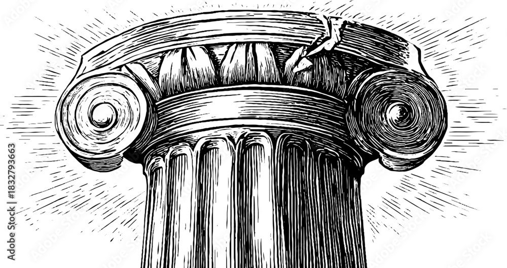 Fototapeta premium Classical circular column engraving - decorative architecture design for art and posters