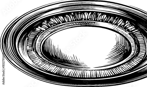 Classical circular oculus decorative design in vintage engraving style