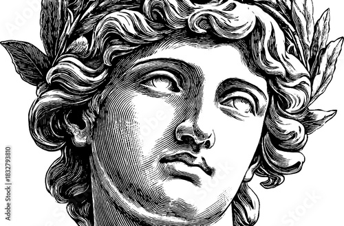 Classical statue bust engraving – decorative art illustrating timeless elegance