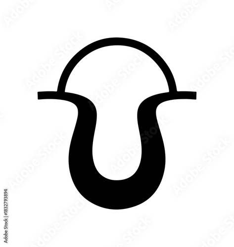 Unique abstract symbol with bold curves conveys creativity and enigmatic expression