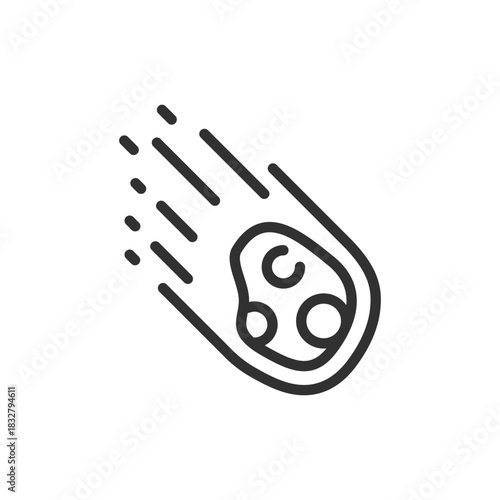 Meteor, linear icon. Space rock and cosmic movement. Line with editable stroke.