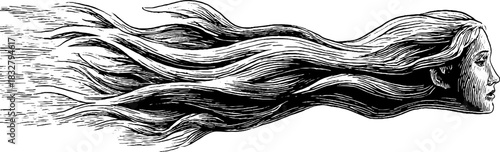 Ethereal ash spirit drifting - vintage hand-drawn illustration for artistic design