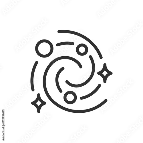 Galaxy, linear icon. Cosmic system and astronomy concept. Line with editable stroke.
