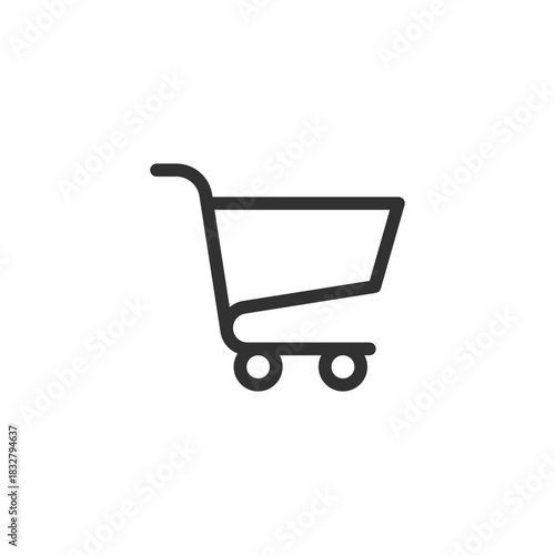 Shopping cart with handle, linear icon. Market trolley and online purchase. Line with editable stroke.