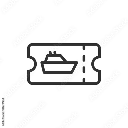 Cruise ticket, linear icon. Travel booking and passenger boarding pass. Line with editable stroke.