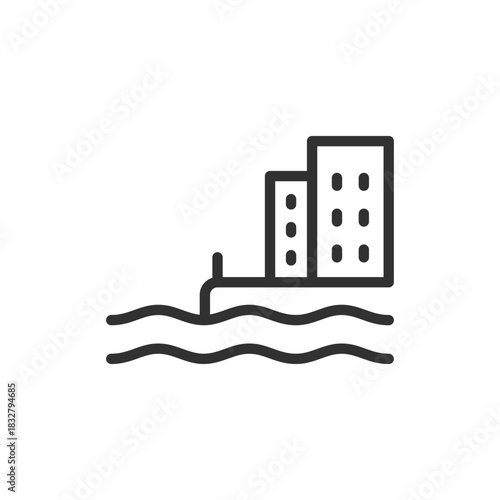 City harbor, linear icon. Urban port and maritime transport area. Line with editable stroke.