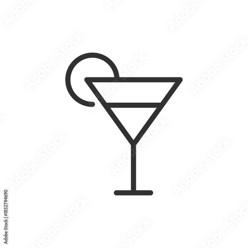 Cocktail glass, linear icon. Drink and leisure concept. Line with editable stroke.