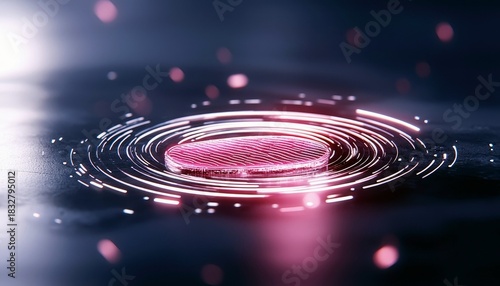 Close-up of a digital fingerprint with glowing light effect, representing security and technology.