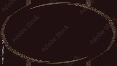 Brown, slowly flowing circle, ovals on a brown background. In the middle there is a place for your own content.