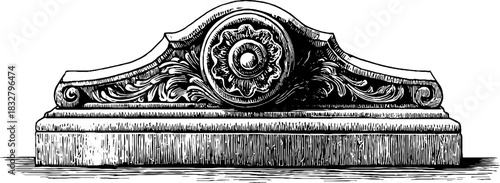 Intricate renaissance balcony engraving: decorative architectural element for design