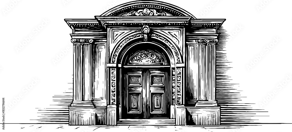 Fototapeta premium Intricate renaissance architectural doorway illustration for design