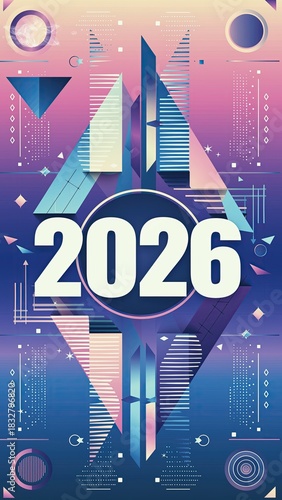 Futuristic design with the year 2026 in white numbers