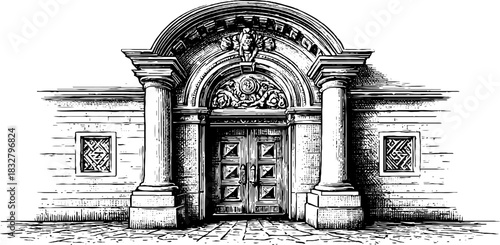 Renaissance ornamental doorway with decorative architectural elements