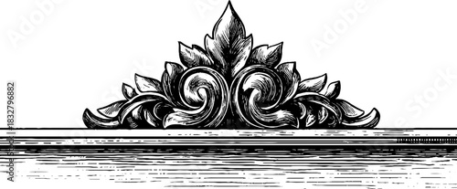 Decorative renaissance pediment design for vintage architectural illustrations
