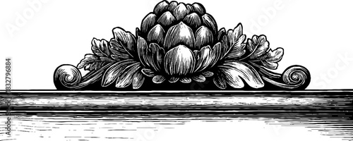 Intricate renaissance pediment design with floral elements for decorative use