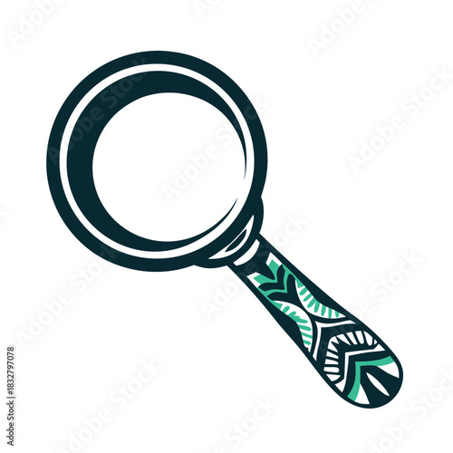 Teal and Black Magnifying Glass Icon