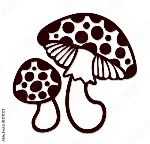 Symbol of stylized forest mushrooms.
