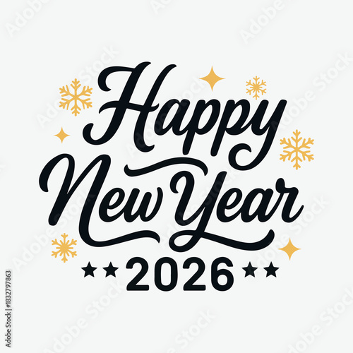 Happy New Year 2026 Typography Greeting Vector