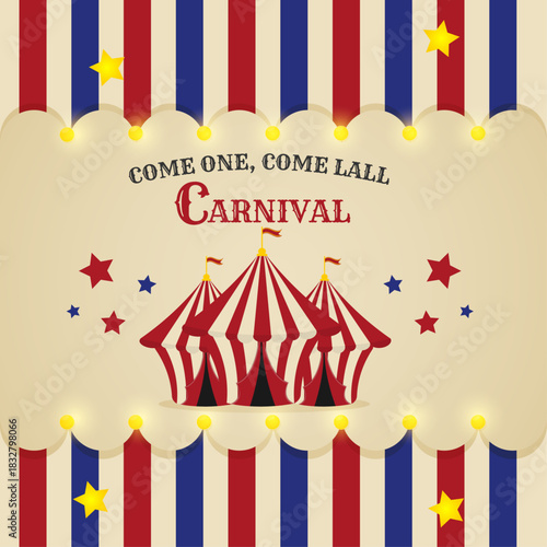 Circus ticket. Carnival banner. Event pass 