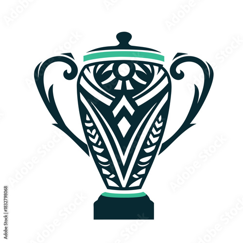 Teal and Black Tribal Trophy Icon Design