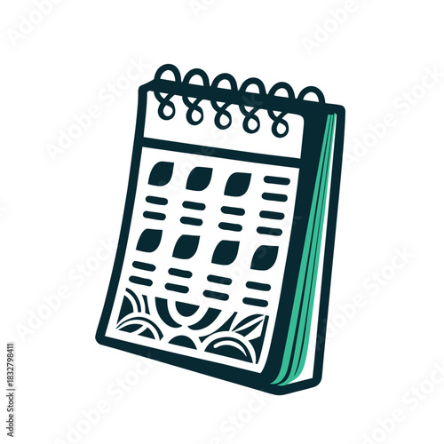 Teal and Black Notebook Icon Graphic