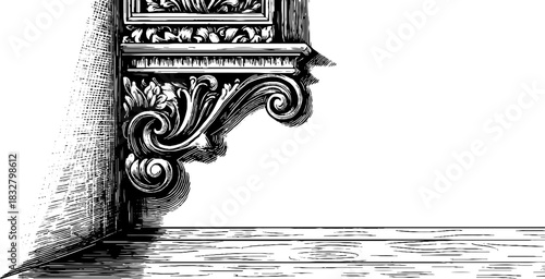 Elegant baroque decorative corner design for vintage interior accents