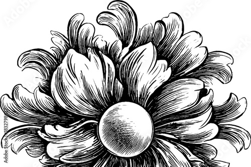 Ornate baroque floral design - vintage decorative engraved illustration for elegant projects